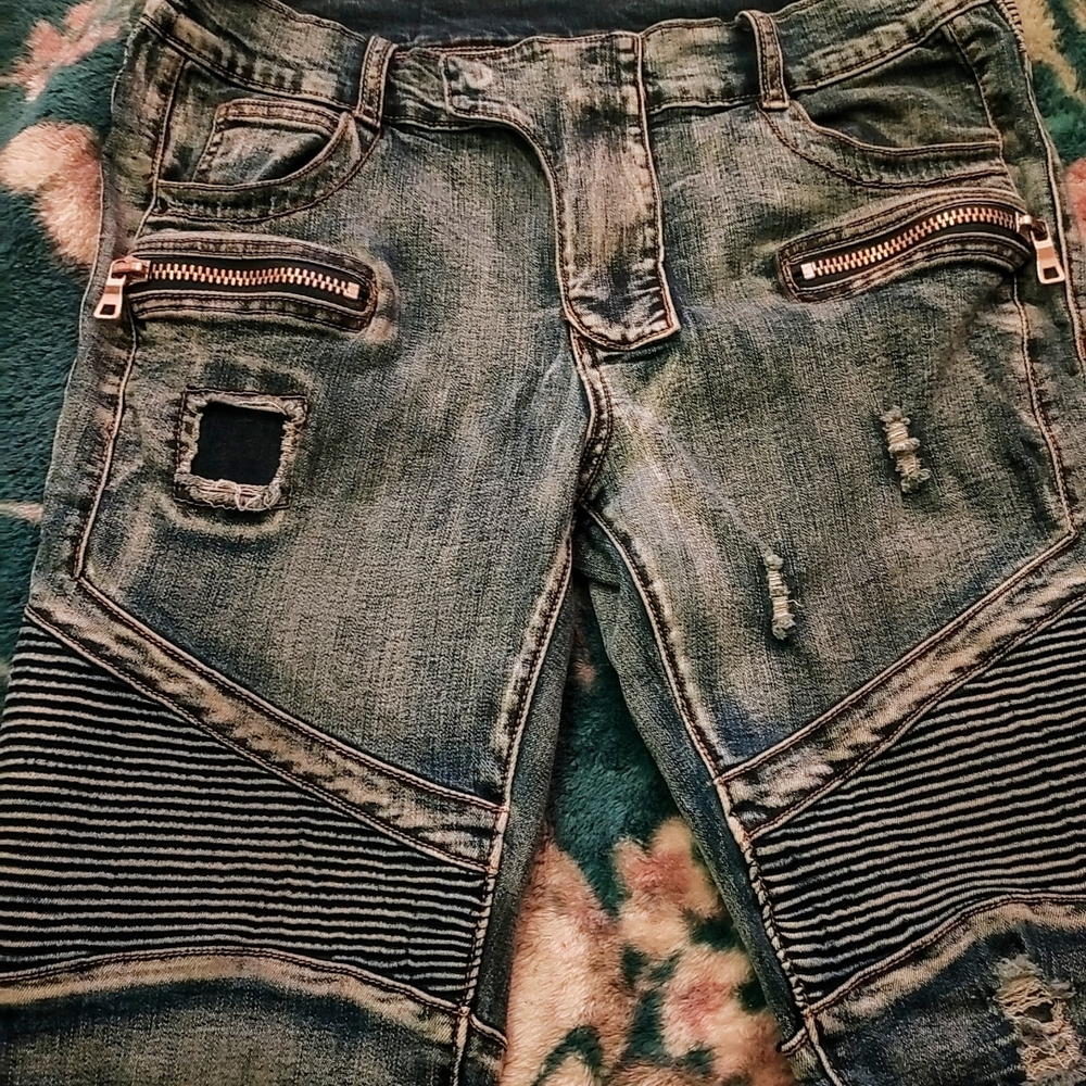 Balmain Blue Denim Jeans with Ribbed Details